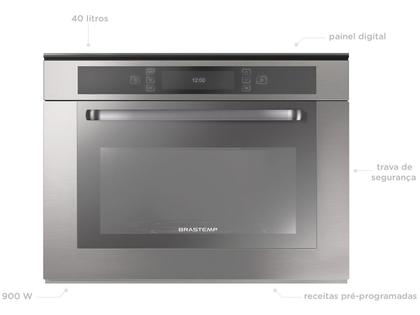 Imagem de Micro-ondas Brastemp 40L Inox de Embutir com Grill BMO40