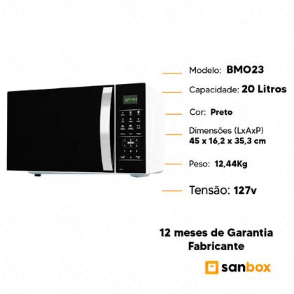Imagem de Micro-Ondas Britânia BMO23 20L Preto Menu Fit Kids 1100W - 127v