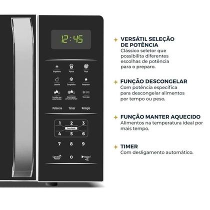 Imagem de Micro-ondas Britânia Limpa Fácil 20L 1100W Preto E Branco BMO23 110V
