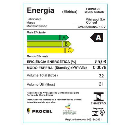 Imagem de Micro-ondas CMS46AR Consul 32 Litros de Bancada Menu Fácil e Espelhado