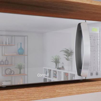 Imagem de Micro-ondas Consul 32 Litros com Função Tira Odor CMS46AR Cinza com Frente Espelhada 110V