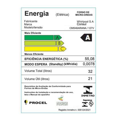 Imagem de Micro-ondas Consul 32L com Menu Fácil Cinza Espelhado 127v CMS46ARANA