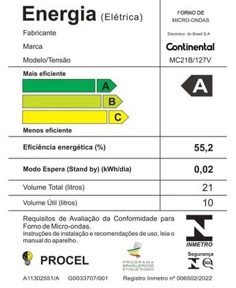 Imagem de Micro-ondas Continental 21L Branco (MC21B)