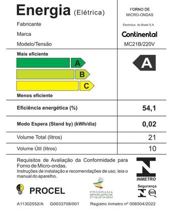 Imagem de Micro-ondas Continental 21L Branco (MC21B)