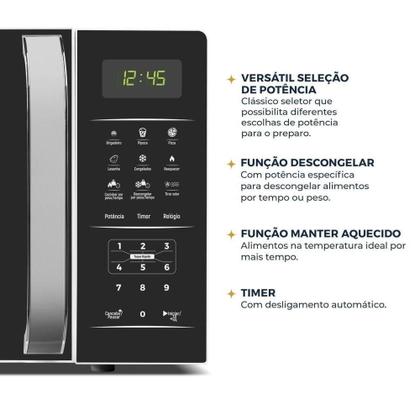 Imagem de Micro-ondas de Bancada Britânia BMO23 20L 1100W Pintura Limpa Fácil Preto 110V