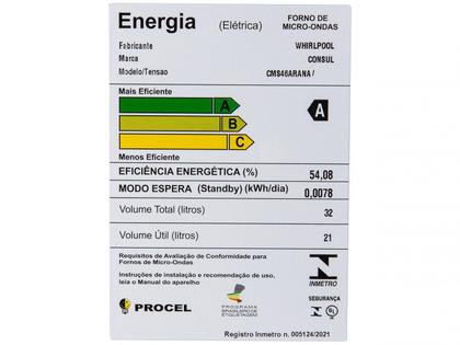 Imagem de Micro-Ondas de Bancada Consul 32L 900W Espelhado Receitas Rápidas