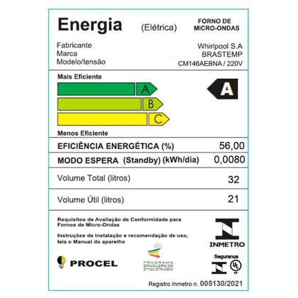 Imagem de Micro-ondas de Embutir Consul 32 Litros Preto Menu Fácil Tira Odor Painel Digital CM146AE