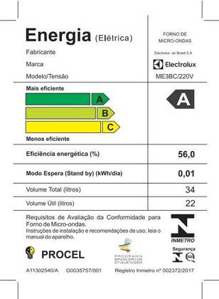 Imagem de Micro-ondas de Embutir Electrolux 34L Experience com Painel Touch Cinza 220V