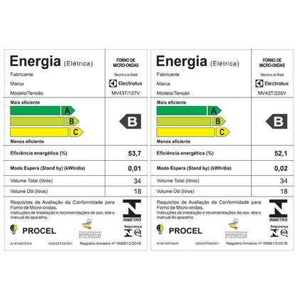 Imagem de Micro-ondas de Embutir Electrolux Pro Series com 34 Litros de Capacidade e Grill Preto - MV43T