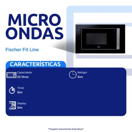 Imagem de Micro-Ondas de Embutir Fit Line 25L 900W Descongelamento por Peso Fischer