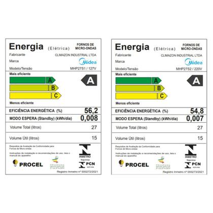 Imagem de Micro-ondas de Mesa Midea MasterCook com 27 Litros de Capacidade Prata - MHP27S