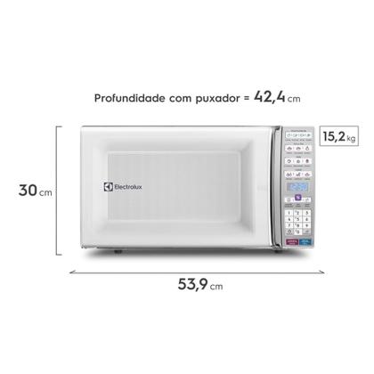 Imagem de Micro-ondas Electrolux 34 Litros Função Tira Odor e Manter Aquecido Branco MEO44  220 Volts