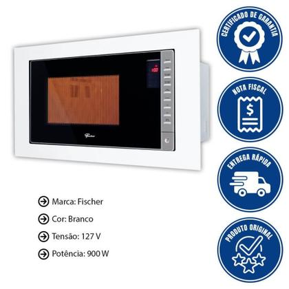 Imagem de Micro-Ondas Fischer Fit Line Embutir 25L Moldura Branca 127V Com Função Descongelar 34910(98443)