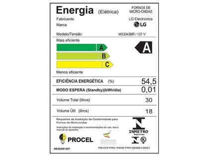 Imagem de Micro-ondas LG 30 Litros Prata Limpa Fácil MS3043BR 127V