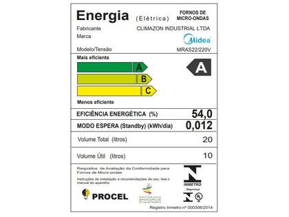 Imagem de Micro-Ondas Midea 20 Litros Branco e Preto MRAS22 - 220V