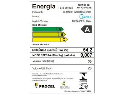 Imagem de Micro-ondas Midea 35L Branco e Preto MXSA35P1