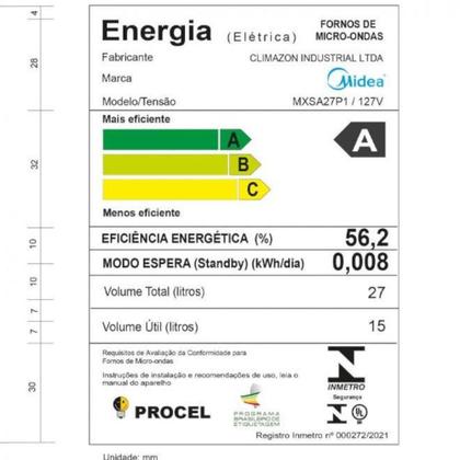 Imagem de Micro-ondas Midea MXSA27 27 Litros Branco Com Preto