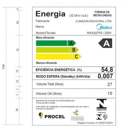 Imagem de Micro-ondas Midea MXSA27 27 Litros Branco Com Preto