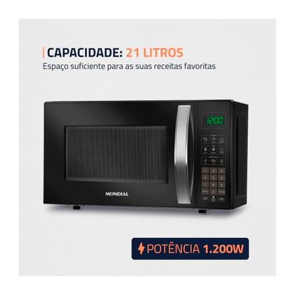 Imagem de Micro-Ondas Mondial 21L MO-01-21-B - Preto 127V