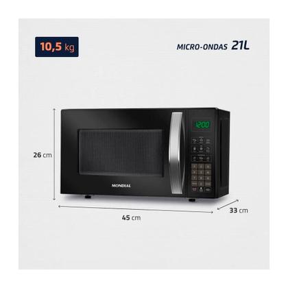 Imagem de Micro-Ondas Mondial 21L MO-01-21-B - Preto 127V