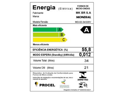 Imagem de Micro-ondas Mondial 34L Preto MO-02-34-B