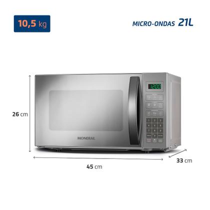 Imagem de Micro-Ondas Mondial Cinza e Espelhado 1200W MO-01-21-E