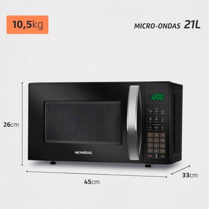 Micro-ondas Mondial MO-01-21-B 21 Litros 1200W Imagem de Micro-ondas Mondial MO-01-21-B 21 Litros 1200W