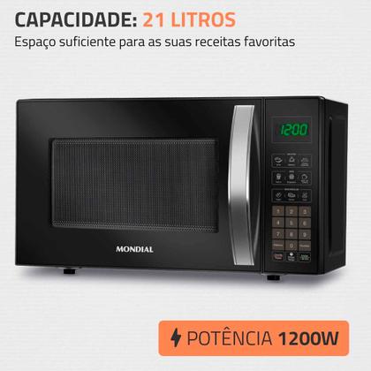 Micro-ondas Mondial MO-01-21-B 21 Litros 1200W Imagem de Micro-ondas Mondial MO-01-21-B 21 Litros 1200W