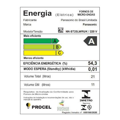 Imagem de Micro-Ondas Panasonic 21LT 220V Branco NN-ST25LWRUK