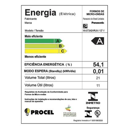 Imagem de Micro-Ondas Panasonic NN-ST24QWRU - 21 Litros, Branco
