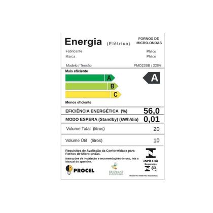 Imagem de Micro-ondas Philco 20 Litros PMO23BB, Branco