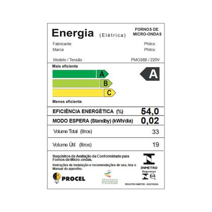 Imagem de Micro-ondas Philco 33L Branco Limpa Fácil 1400W PMO38B