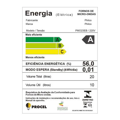 Imagem de Micro Ondas Philco PMO23EB 20L 1100W Espelhado e Branco 127V