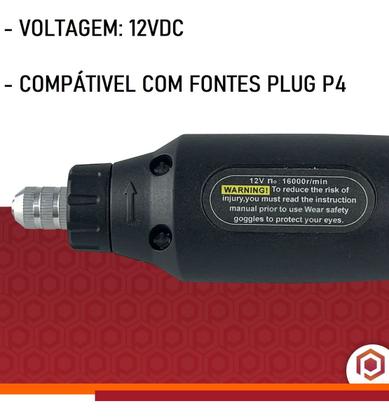 Imagem de Micro Retífica Profissional 12v Mini Furadeira + Acessórios 0 Mw
