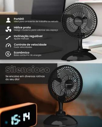 Imagem de Micro Ventilador Mini 20cm Black Turbo 3pás Ventisol 127v