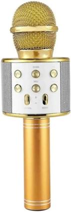 Imagem de MicrofMicrofone Bluetooth Sem Fio Karaoke Porta Usb Alto-falante Embutido Dourado