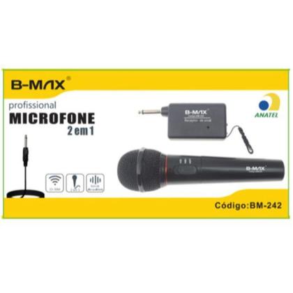 Imagem de Microfone 2 em 1 Com e Sem Fio Profissional B-Max BM-242