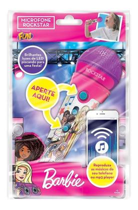 Imagem de Microfone Barbie Brinquedo Rockstar Mp3 Player Fun F00200
