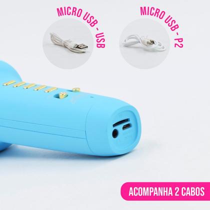 Imagem de Microfone Bluetooth Karaokê Sem Fio Caixa de Som Portátil Recarregável P/ Celular Computador Tablet Efeito de Voz
