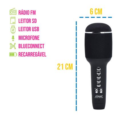 Imagem de Microfone Bluetooth Karaokê Sem Fio Caixa de Som Portátil Recarregável P/ Celular Computador Tablet Efeito de Voz