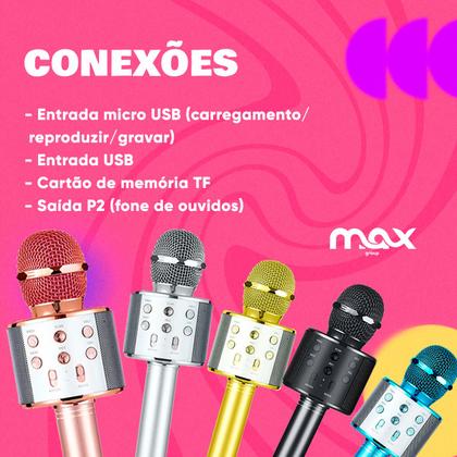 Microfone Bluetooth Karaokê Sem Fio Recarregável infantil Repórter - Sem Fio - MT BRASIL Imagem de Microfone Bluetooth Karaokê Sem Fio Recarregável infantil Repórter - Sem Fio