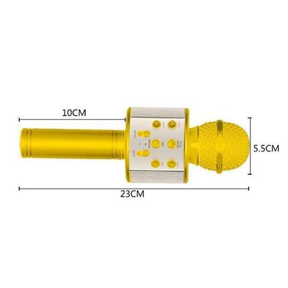 Imagem de Microfone Bluetooth Wster Ws-858 Sem Fio Karaokê - Dourado
