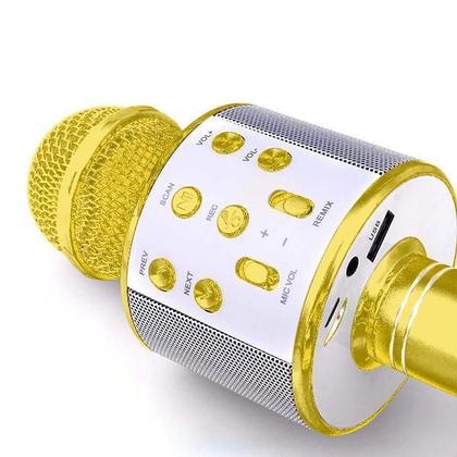 Imagem de Microfone Bluetooth Wster Ws-858 Sem Fio Karaokê - Dourado
