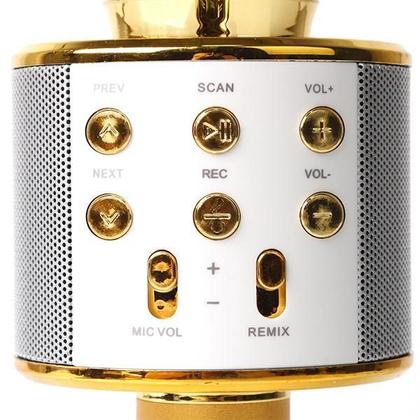 Imagem de Microfone Bluetooth Wster Ws-858 Sem Fio Karaokê - Dourado