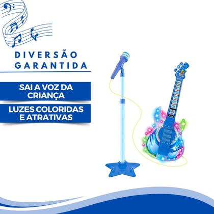 Imagem de Microfone Com Guitarra Infantil Som E Luz Meninos Rock Show