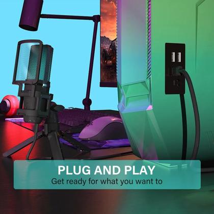 Imagem de Microfone Cond. Zealsound-RGB c/ Braço Articulado e Tripé