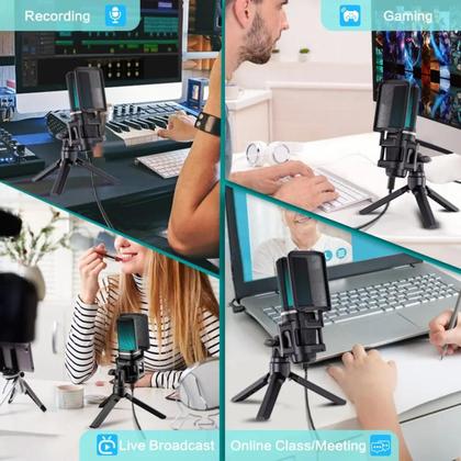 Imagem de Microfone Cond. Zealsound-RGB c/ Braço Articulado e Tripé