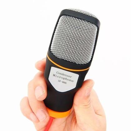Imagem de Microfone Condensador Com Tripé De Mesa + Cabo adaptador Para Note PC Celular Gravação