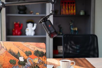 Imagem de Microfone condensador profissional p/ podcast,cardioide,c/ shock Mount,preto