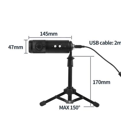 Imagem de Microfone Condensador Usb P/Gamer,Podcast,Entrevista,Live